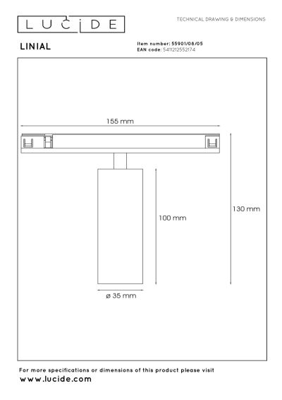 Lucide Premium LINIAL BIX - 1-circuit lighting system/ smart rail lighting - Smart - 48V Track - 1xLED -Champagne